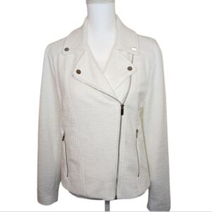 Nine West Ivory White Tweed Moto Jacket